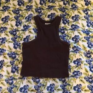 H&M Brown Fitted Crop Tank Top